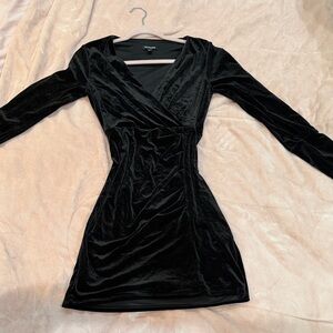 Elegant Black Velvet Wrap Dress